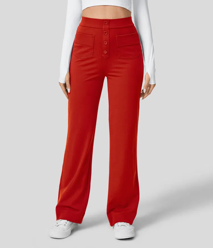 Gerade Stretch-Hose mit hoher Taille