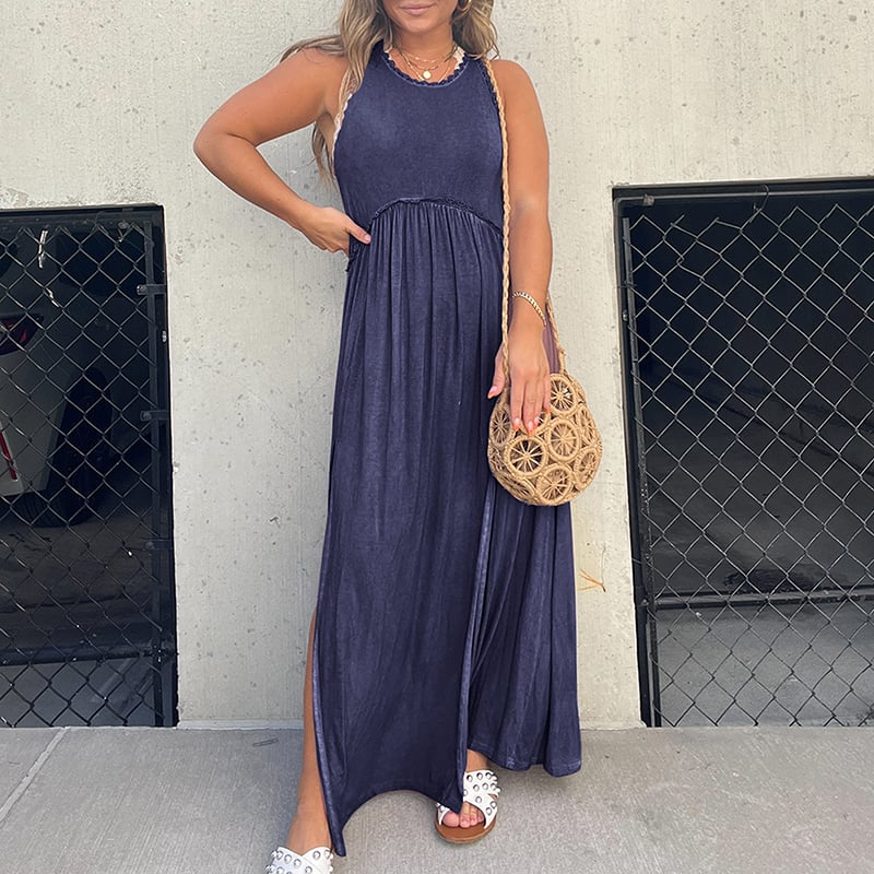LässigSchlitz | Ärmelloses Maxikleid mit Doppel-Schlitz