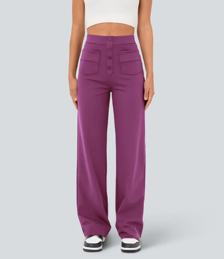 Gerade Stretch-Hose mit hoher Taille