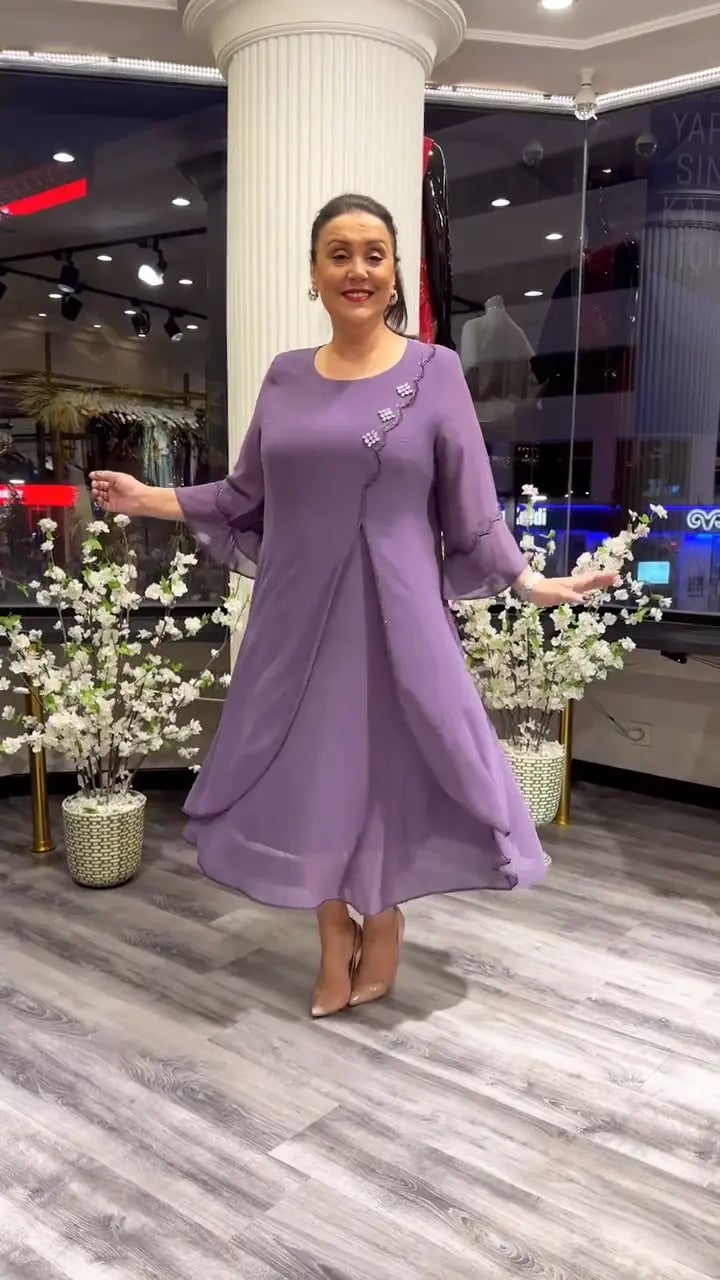 AnmutFluss | Elegantes A-Linien Kleid mit Schmetterlingsärmeln für Damen