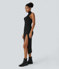 TrendStrom | Figurbetontes High-Slit Kleid mit Stehkragen