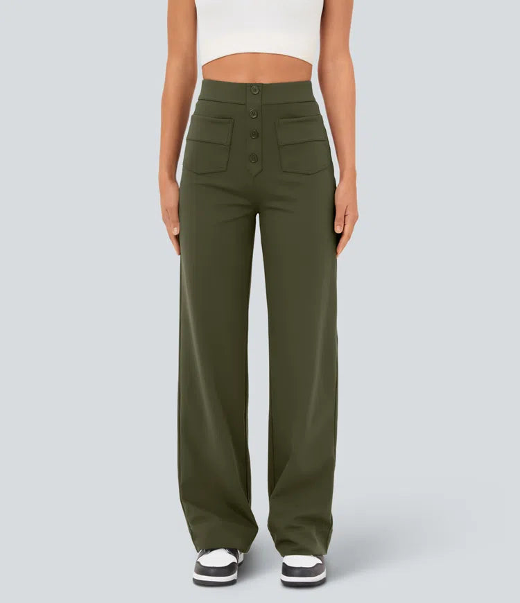 Gerade Stretch-Hose mit hoher Taille