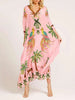 TropenFlair | Weites Maxikleid mit Papageien-Print und V-Ausschnitt