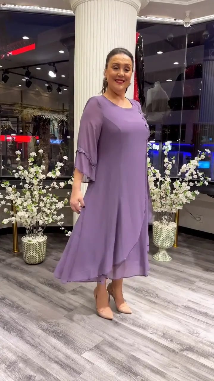 AnmutFluss | Elegantes A-Linien Kleid mit Schmetterlingsärmeln für Damen