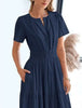 StilvollerFluss | Lockeres Maxikleid mit Taillierung und V-Ausschnitt