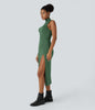 TrendStrom | Figurbetontes High-Slit Kleid mit Stehkragen
