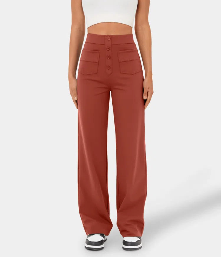 Gerade Stretch-Hose mit hoher Taille