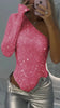 SternGlanz | Einseitiger Figurbetonter Damen-Top mit Strass