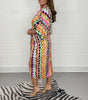 EthnoGlanz | Kimono-Midikleid mit Geometrischem Ethno-Print