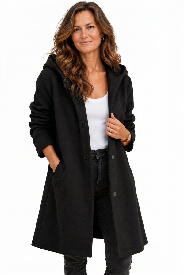 Einfarbige Cape-Jacke mit Kapuze