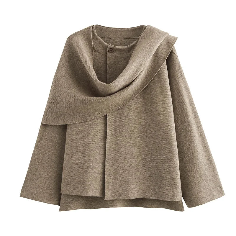 EleganteSchicht | Asymmetrischer Cape-Pullover für stilvolle Wärme