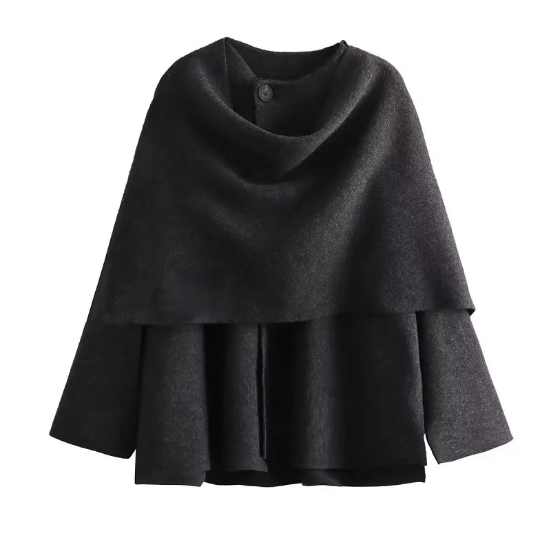 EleganteSchicht | Asymmetrischer Cape-Pullover für stilvolle Wärme