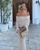 GlanzLuxus | Damen Off Shoulder Maxikleid mit Glitzer