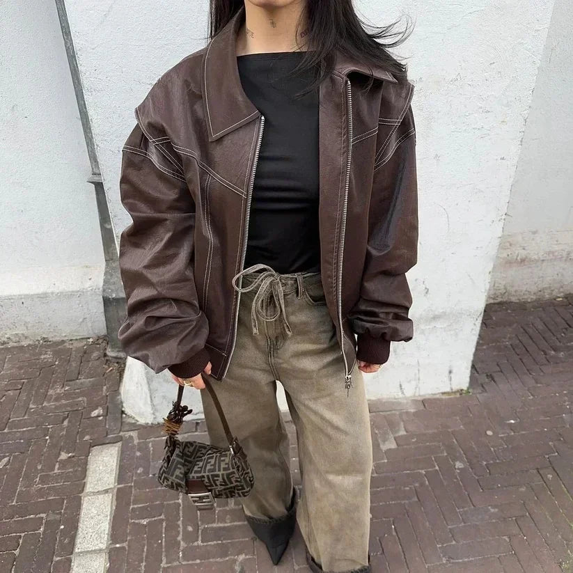 UrbanerStil | Oversized Bomberjacke mit Kontrastnähten