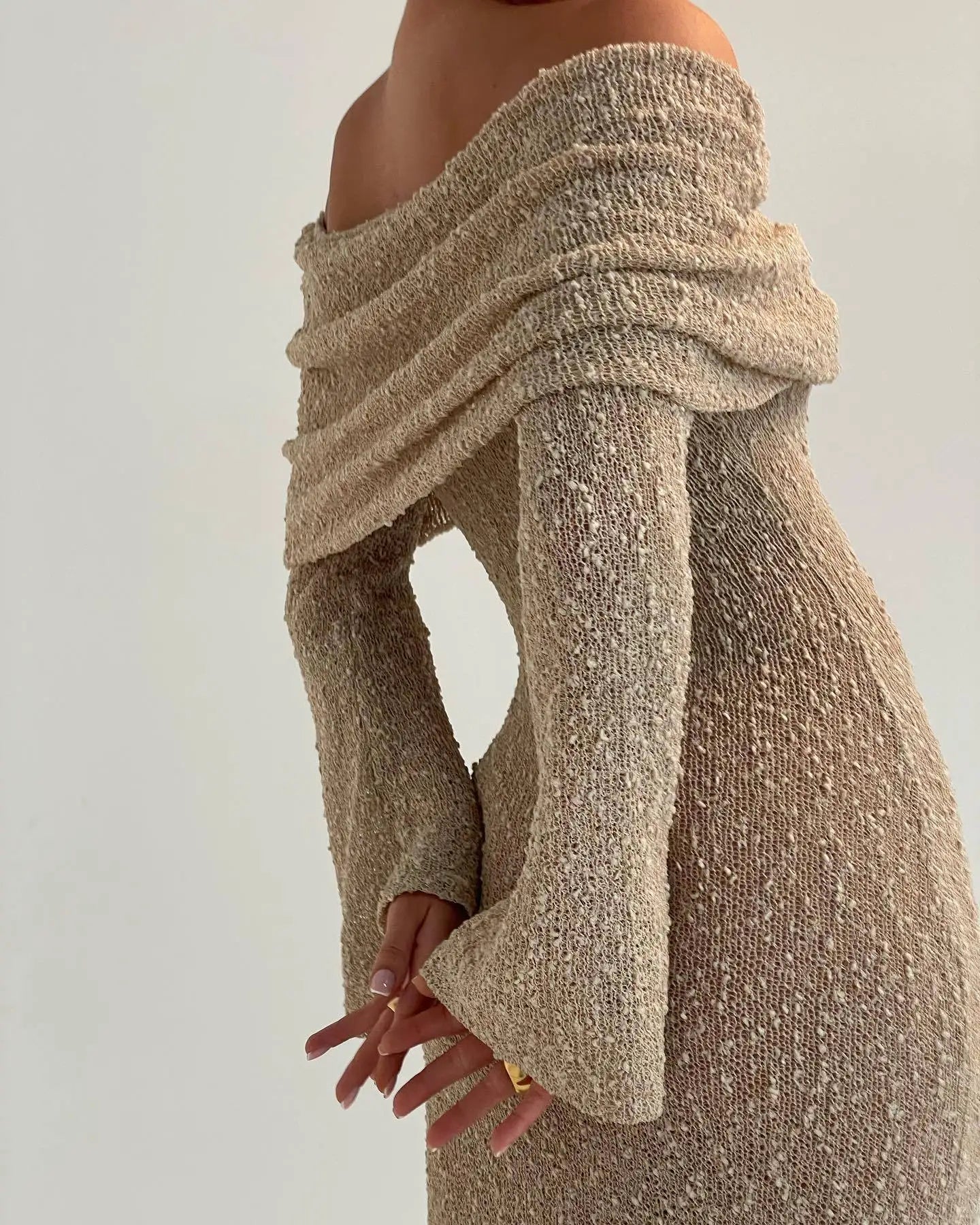GlanzLuxus | Damen Off Shoulder Maxikleid mit Glitzer