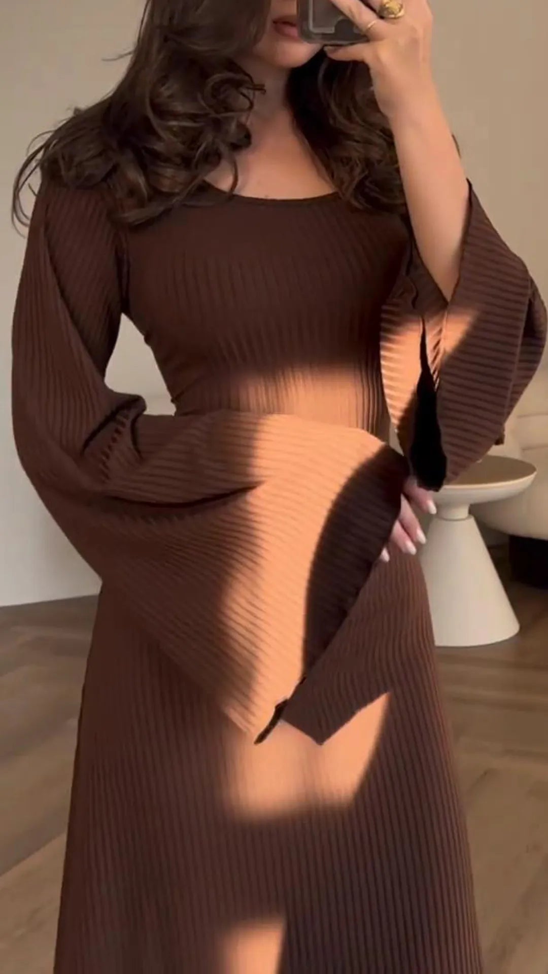 GlamStil | Damen Langarm Maxikleid Figurbetont und Stilvoll