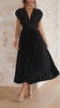 PlisséeLust | Elegantes Plissee-Midikleid mit tiefem V-Ausschnitt