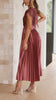 PlisséeLust | Elegantes Plissee-Midikleid mit tiefem V-Ausschnitt