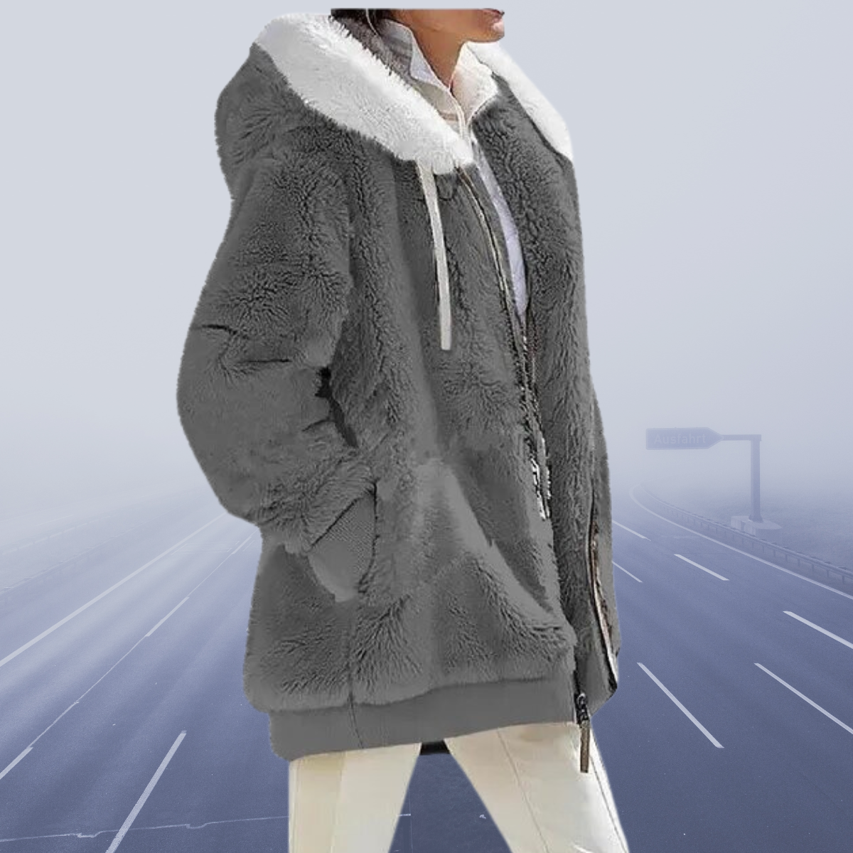 Casual Fleece Hood Jacke