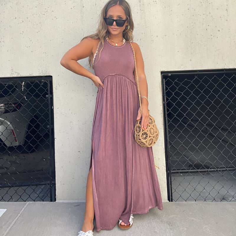 LässigSchlitz | Ärmelloses Maxikleid mit Doppel-Schlitz