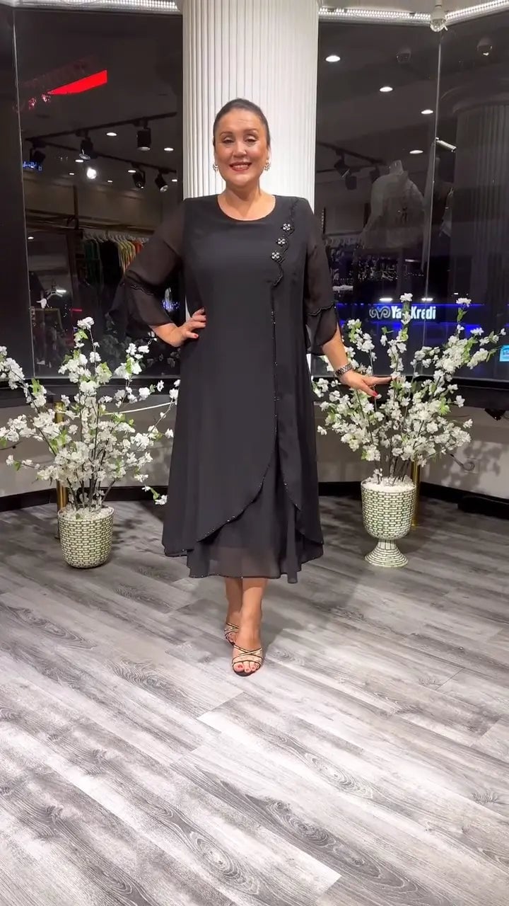 AnmutFluss | Elegantes A-Linien Kleid mit Schmetterlingsärmeln für Damen