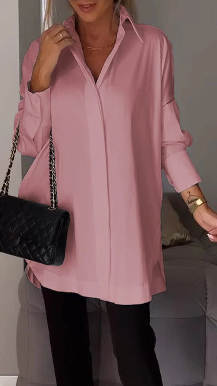 SanfteEleganz | Damen Bluse mit V-Ausschnitt und langen Ärmeln