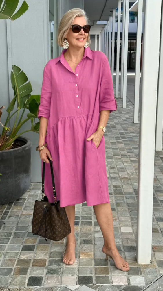 LeinenCharme | Elegantes Leinenkleid mit Knopfleiste