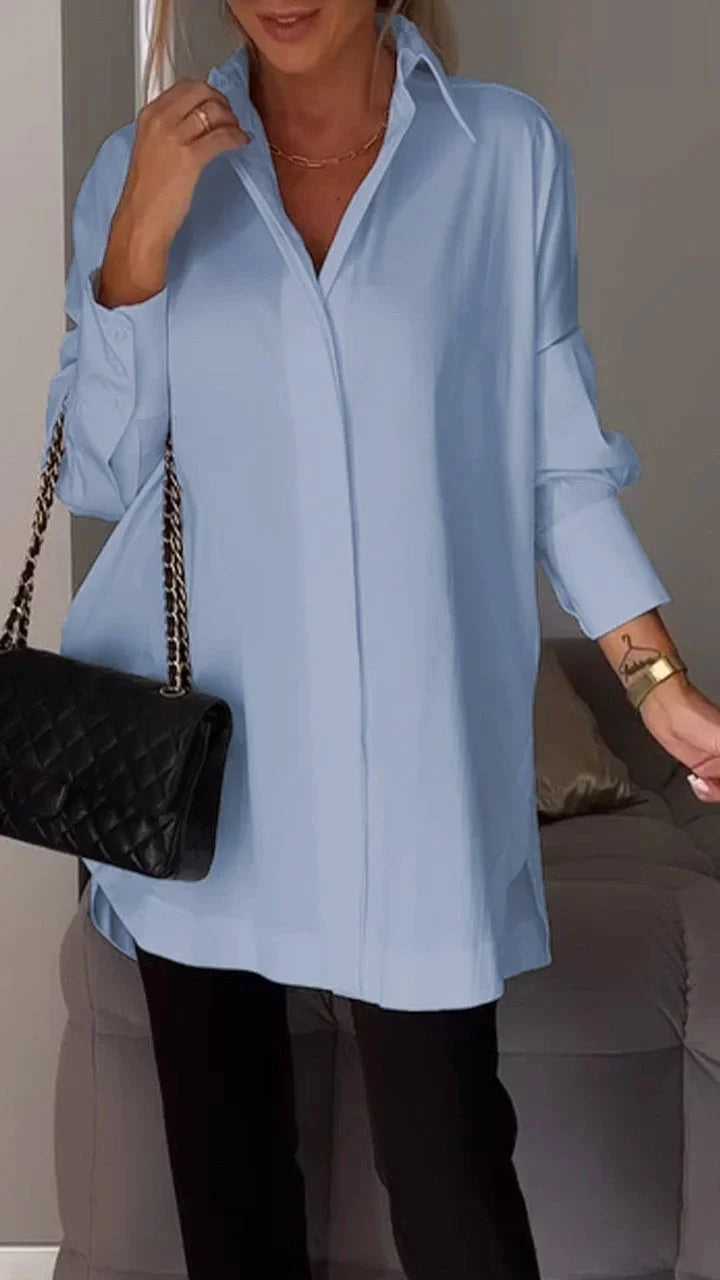 SanfteEleganz | Damen Bluse mit V-Ausschnitt und langen Ärmeln