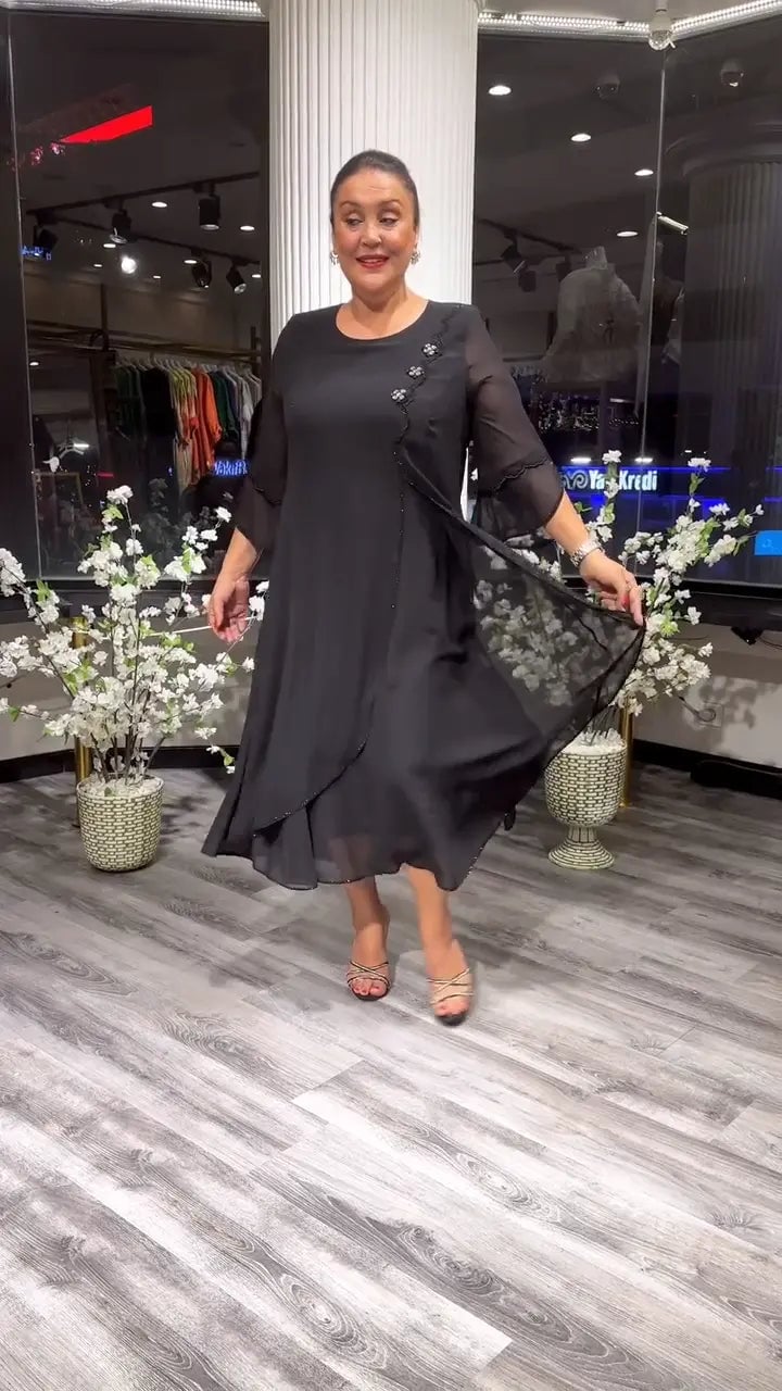 AnmutFluss | Elegantes A-Linien Kleid mit Schmetterlingsärmeln für Damen