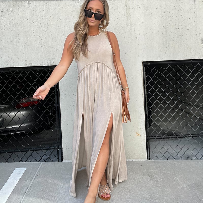 LässigSchlitz | Ärmelloses Maxikleid mit Doppel-Schlitz