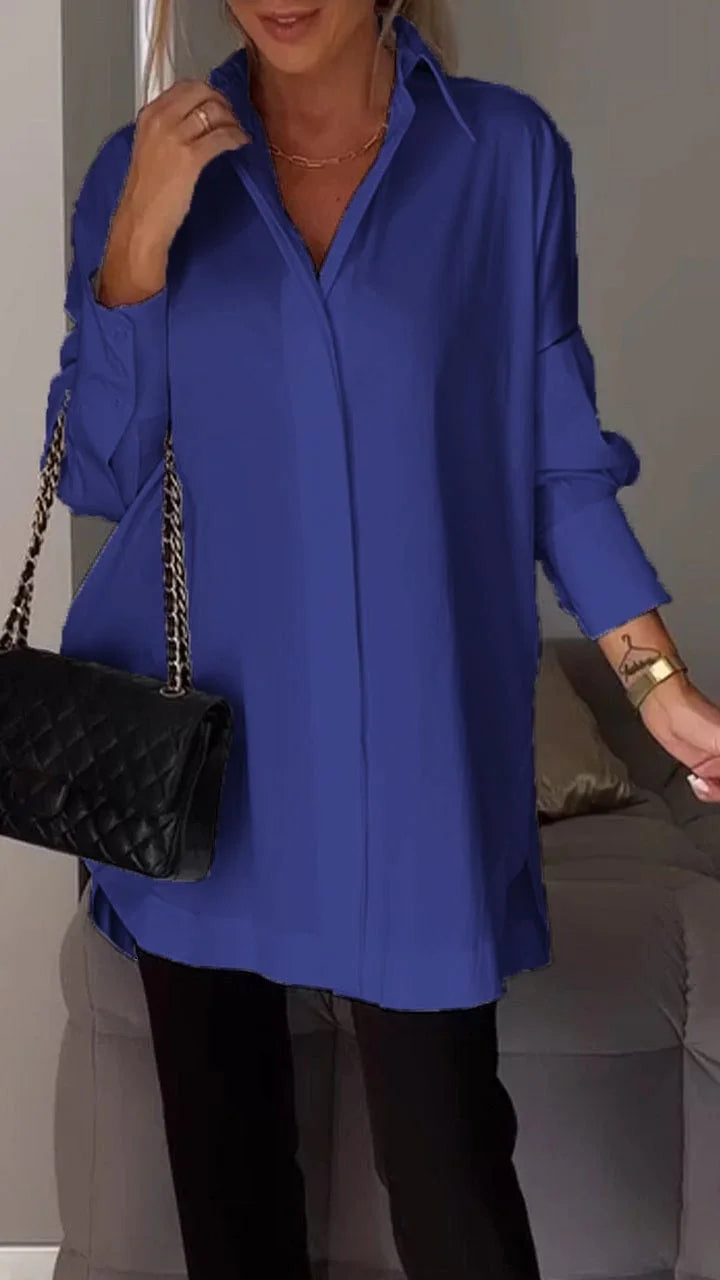 SanfteEleganz | Damen Bluse mit V-Ausschnitt und langen Ärmeln