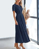StilvollerFluss | Lockeres Maxikleid mit Taillierung und V-Ausschnitt