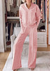 RelaxStil | Zweiteiliges Damen Set mit V-Ausschnitt Oberteil und Hose