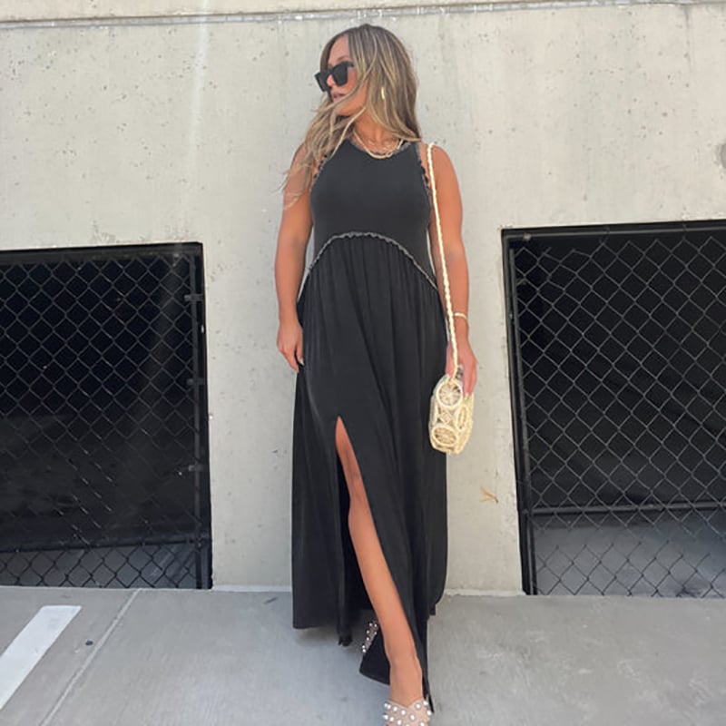 LässigSchlitz | Ärmelloses Maxikleid mit Doppel-Schlitz