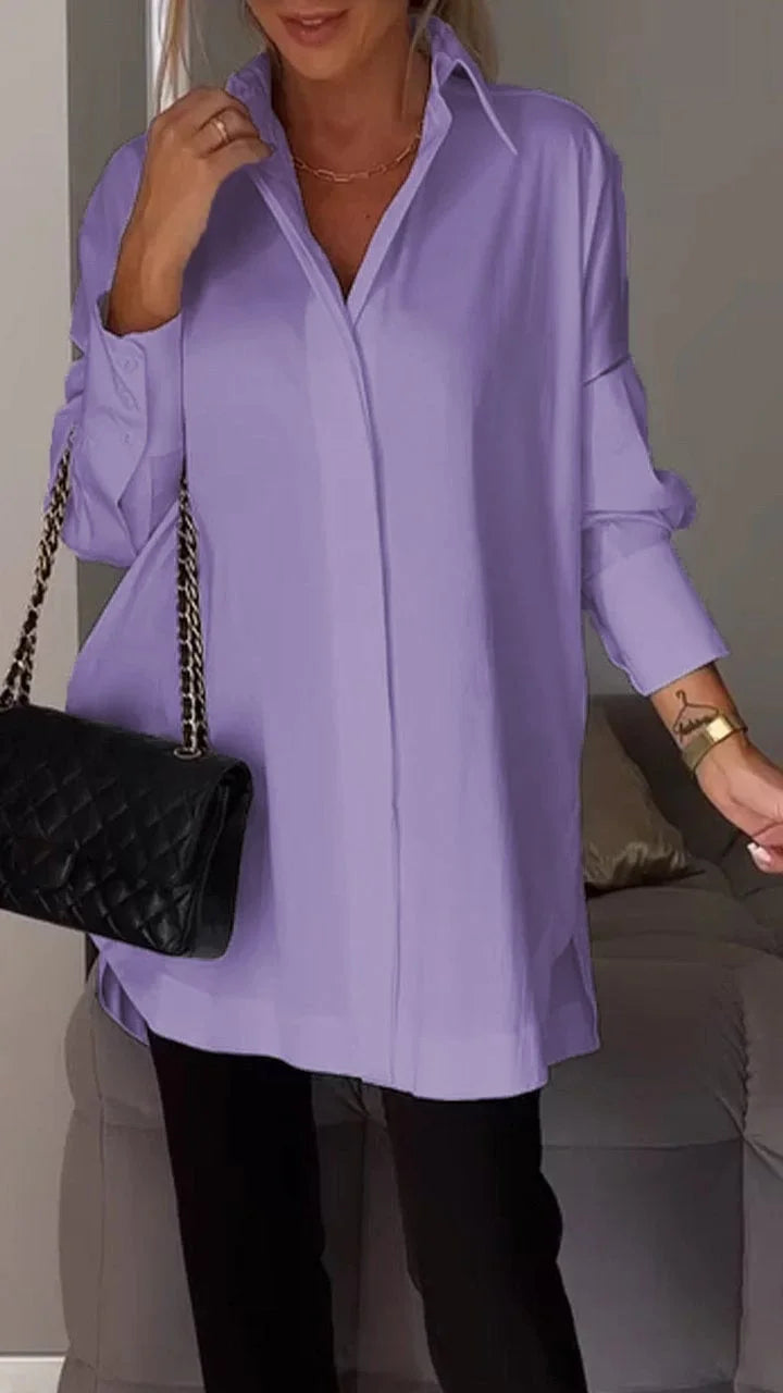 SanfteEleganz | Damen Bluse mit V-Ausschnitt und langen Ärmeln
