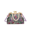 FloraPerle | Vintage Handtasche mit Perlengriff & Blumenmuster