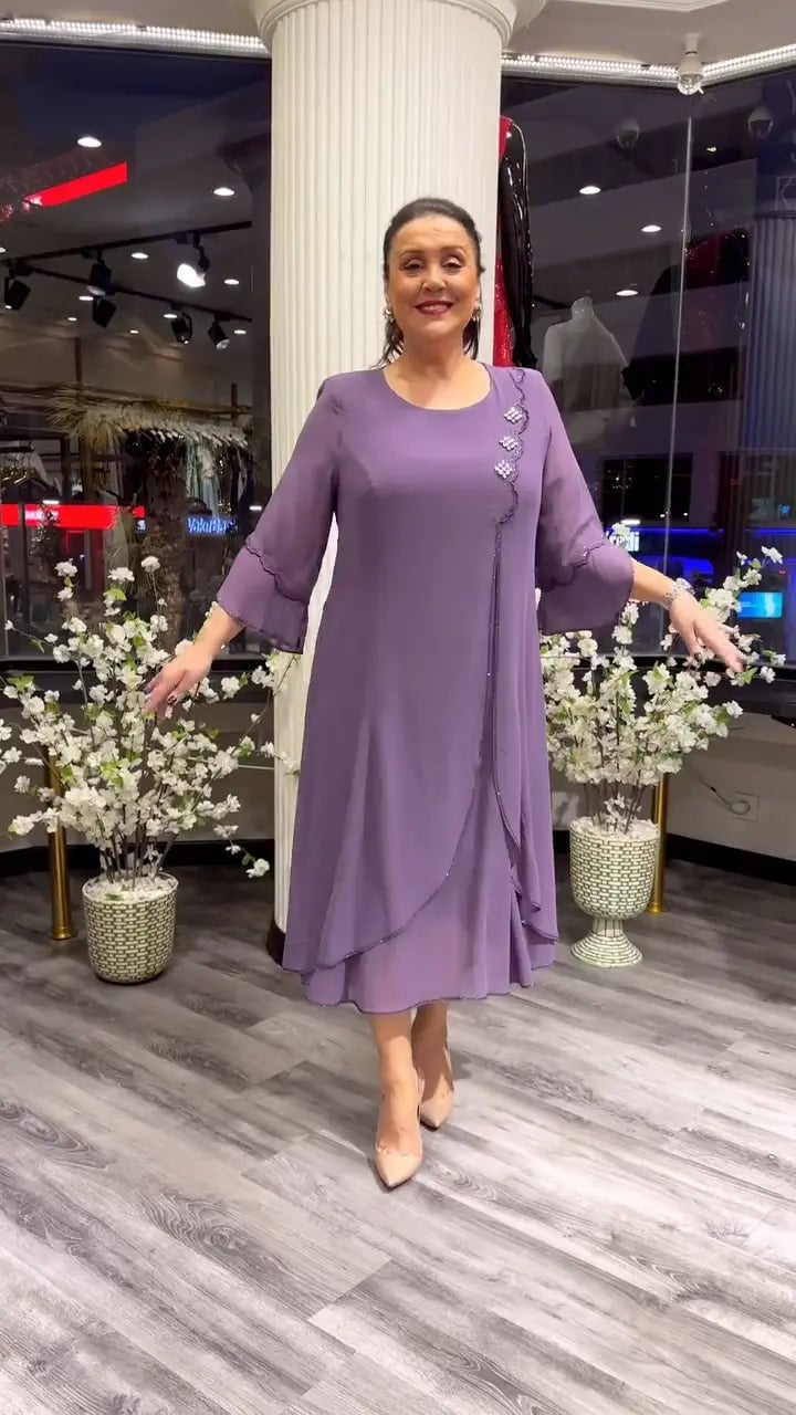 AnmutFluss | Elegantes A-Linien Kleid mit Schmetterlingsärmeln für Damen