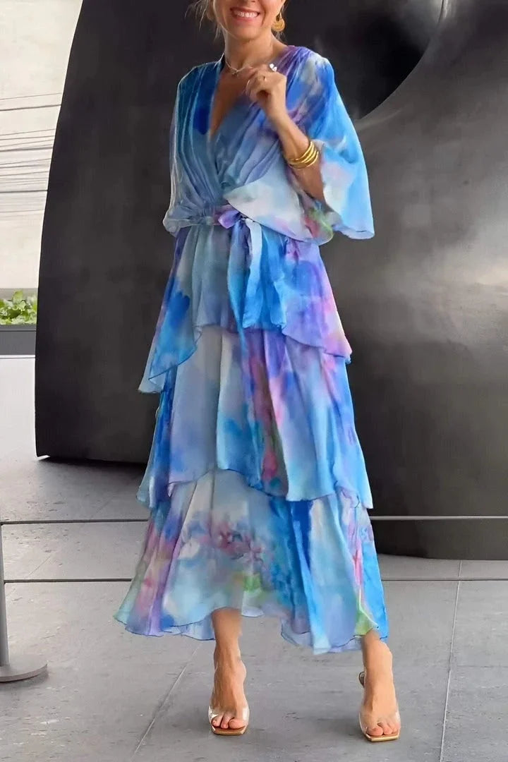 FarbFlair | Luftiges Maxikleid mit Wasserfarben-Optik
