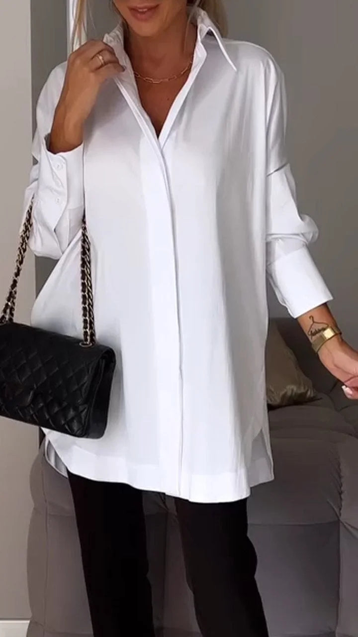 SanfteEleganz | Damen Bluse mit V-Ausschnitt und langen Ärmeln
