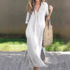 SommerLeicht | Lockeres Leinenkleid mit V-Ausschnitt
