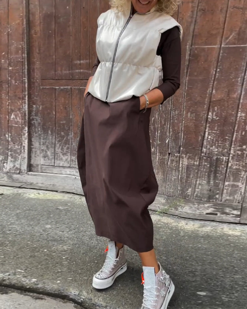 ChicKleid | Elegantes Midikleid mit lockerer Passform und Seitentaschen