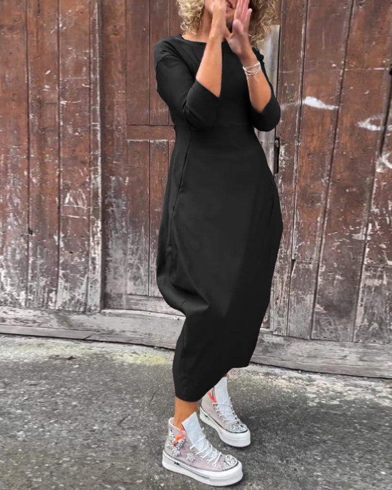 ChicKleid | Elegantes Midikleid mit lockerer Passform und Seitentaschen