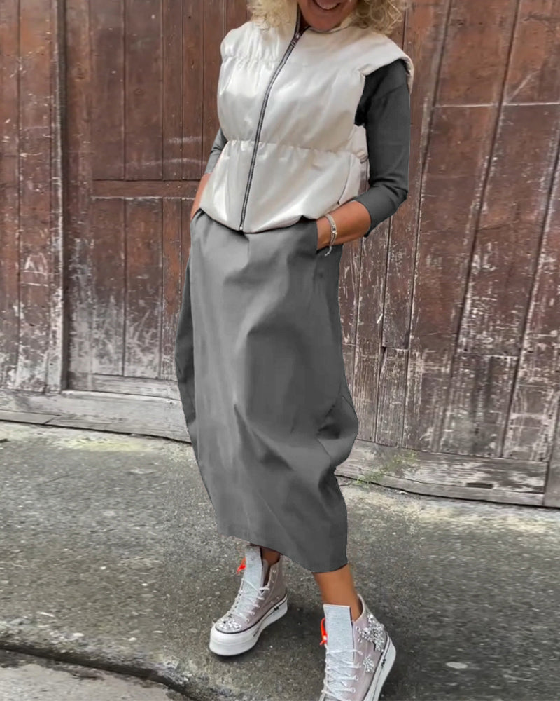 ChicKleid | Elegantes Midikleid mit lockerer Passform und Seitentaschen