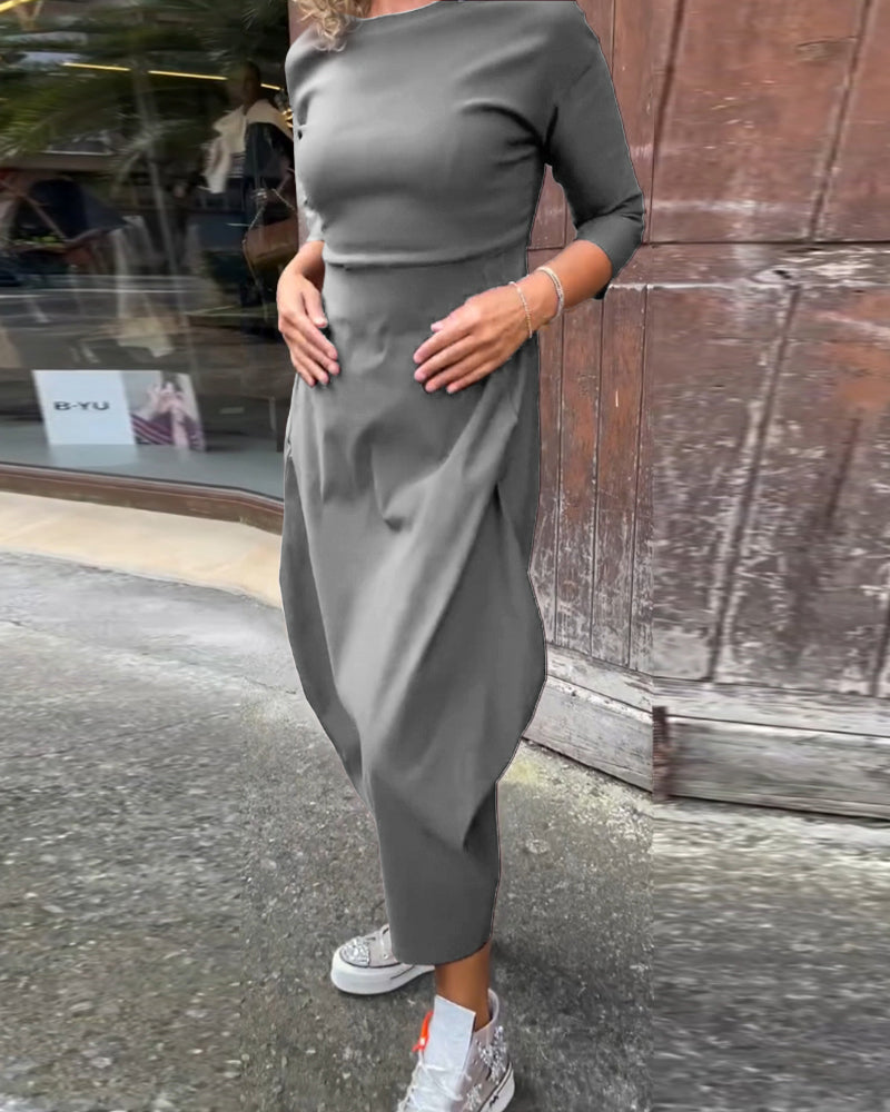 ChicKleid | Elegantes Midikleid mit lockerer Passform und Seitentaschen