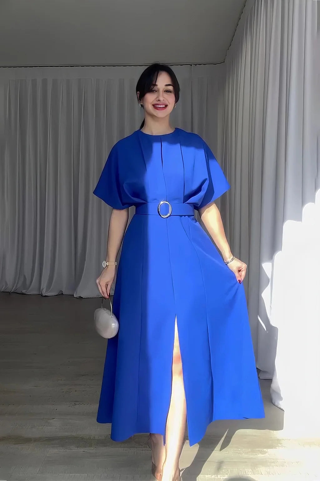 GrazieStil | Kurzarm Kleid mit Taillengürtel und edler Silhouette