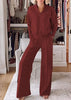 RelaxStil | Zweiteiliges Damen Set mit V-Ausschnitt Oberteil und Hose