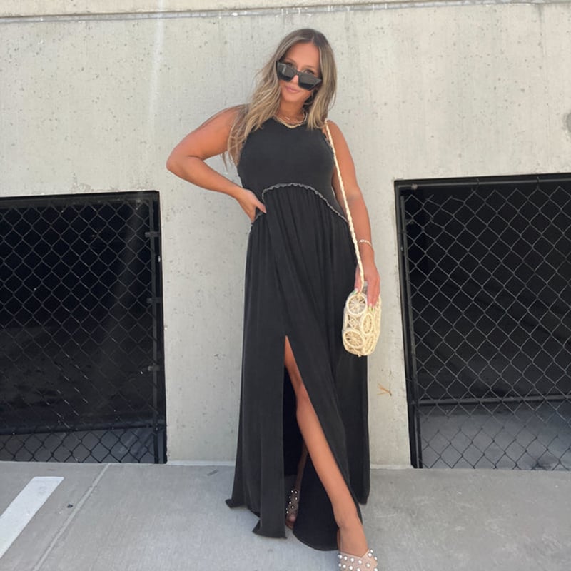 LässigSchlitz | Ärmelloses Maxikleid mit Doppel-Schlitz