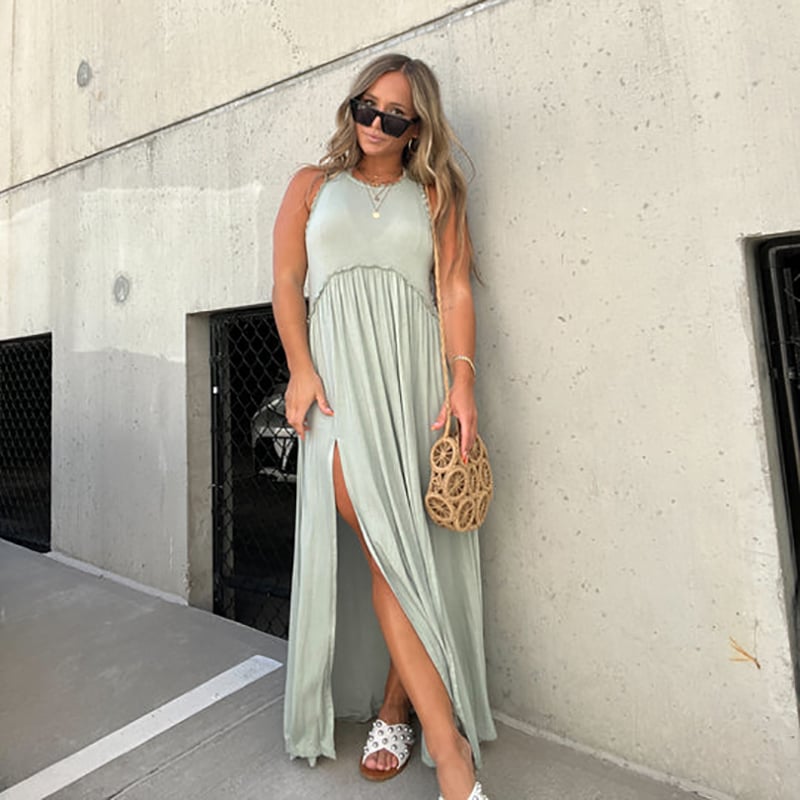 LässigSchlitz | Ärmelloses Maxikleid mit Doppel-Schlitz