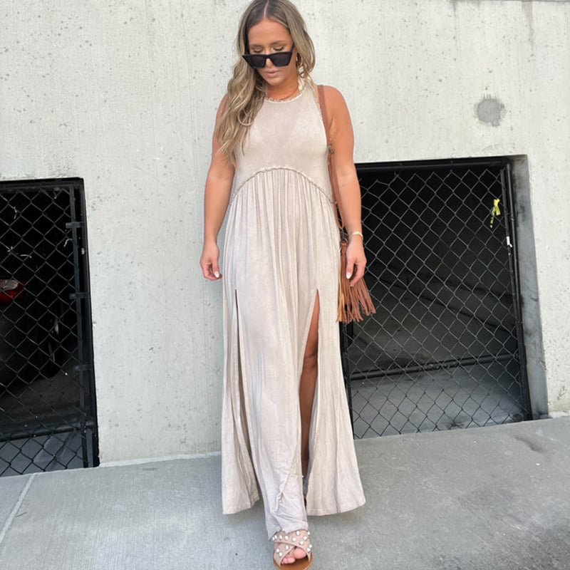LässigSchlitz | Ärmelloses Maxikleid mit Doppel-Schlitz