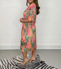 EthnoGlanz | Kimono-Midikleid mit Geometrischem Ethno-Print
